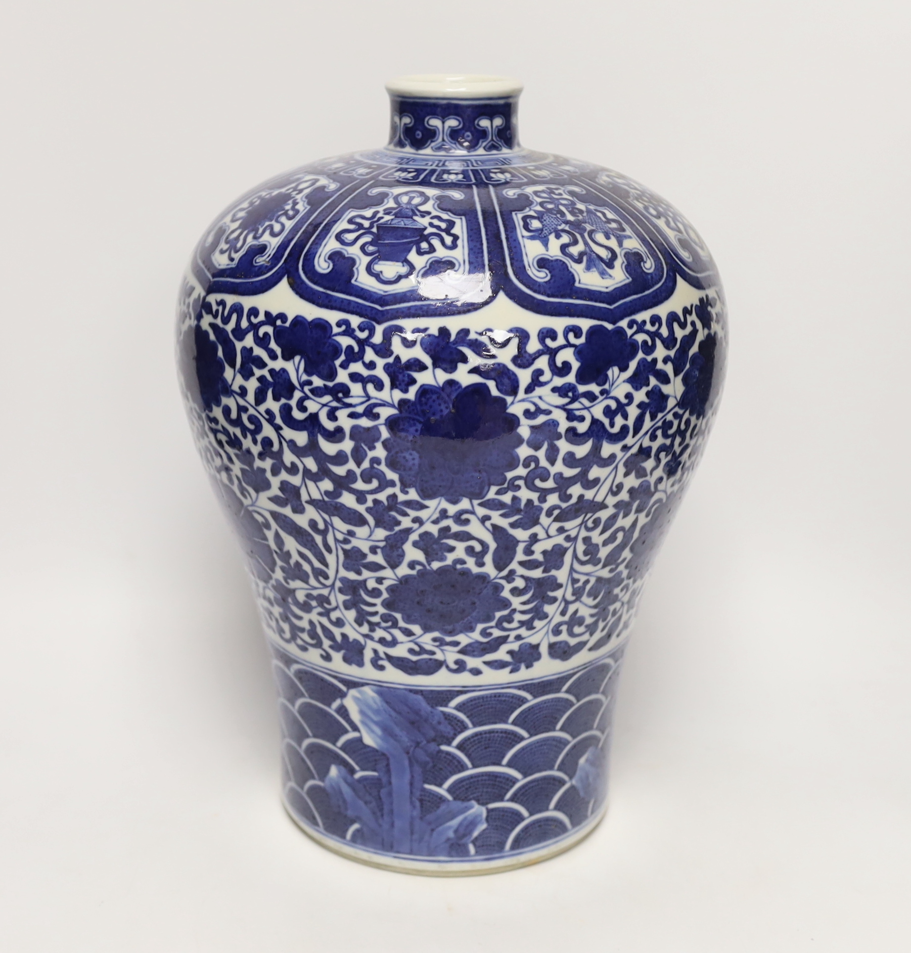 A Chinese blue and white meiping, Qianlong mark, early 20th century